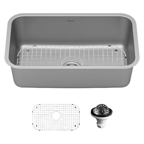 Profile Stainless Steel Undermount 18G Extra Large Single Bowl Kitchen Sink Kit, 30" x 18" x 9