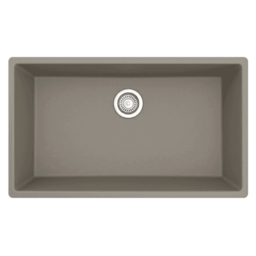 QU-812 Quartz Undermount Large Single Bowl Kitchen Sink, 32-1/4" x 19-1/4" x 9", Concrete