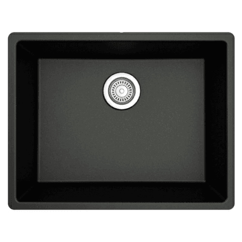 QU-820 Quartz Undermount Single Bowl Kitchen Sink, 24-3/8" x 19-1/8" x 9", Black