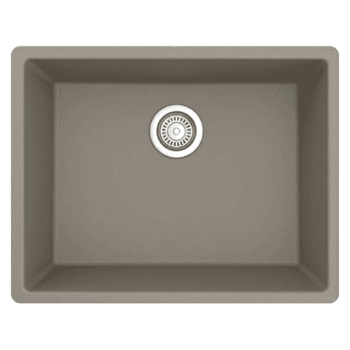 QU-820 Quartz Undermount Single Bowl Kitchen Sink, 24-3/8" x 19-1/8" x 9", Concrete