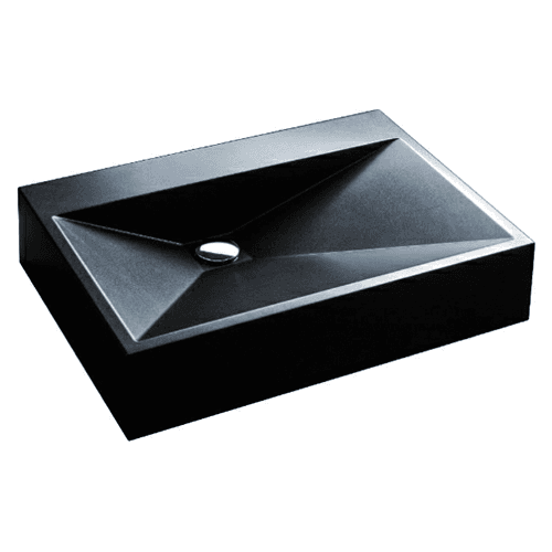 Sternhagen Vessel Mount Single Bowl Bathroom Sink, 24-1/4" x 17-1/2" x 5-1/8", Black