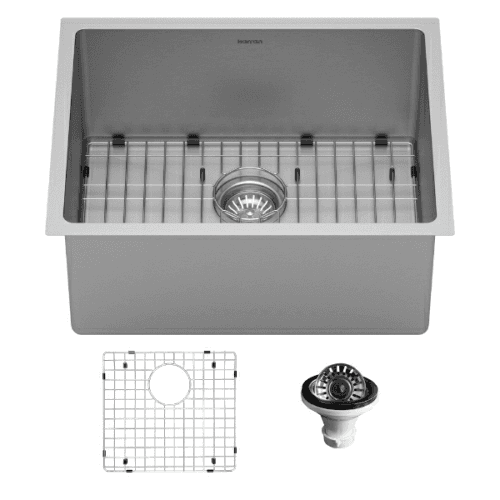 Select Stainless Steel Undermount 16G Single Bowl Kitchen Sink Kit, 21-1/4" x 17-1/4" x 8-1/4"