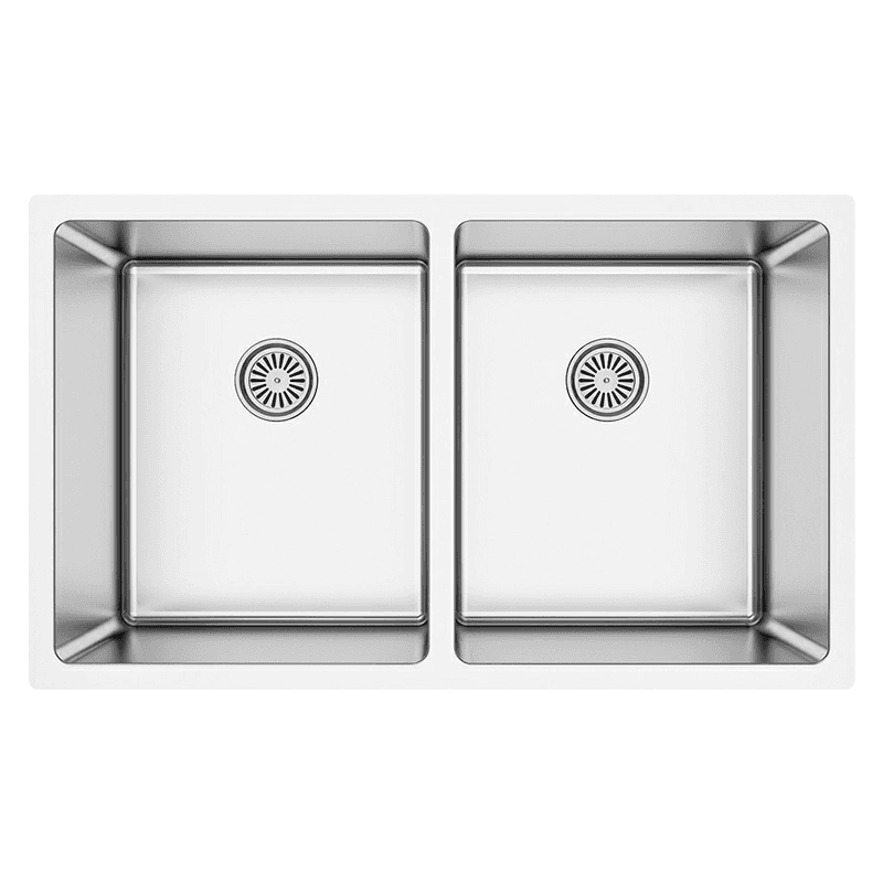 Select Stainless Steel Undermount 16G 50/50 Double Equal Bowl Kitchen Sink, 32" x 18" x 9-1/2"