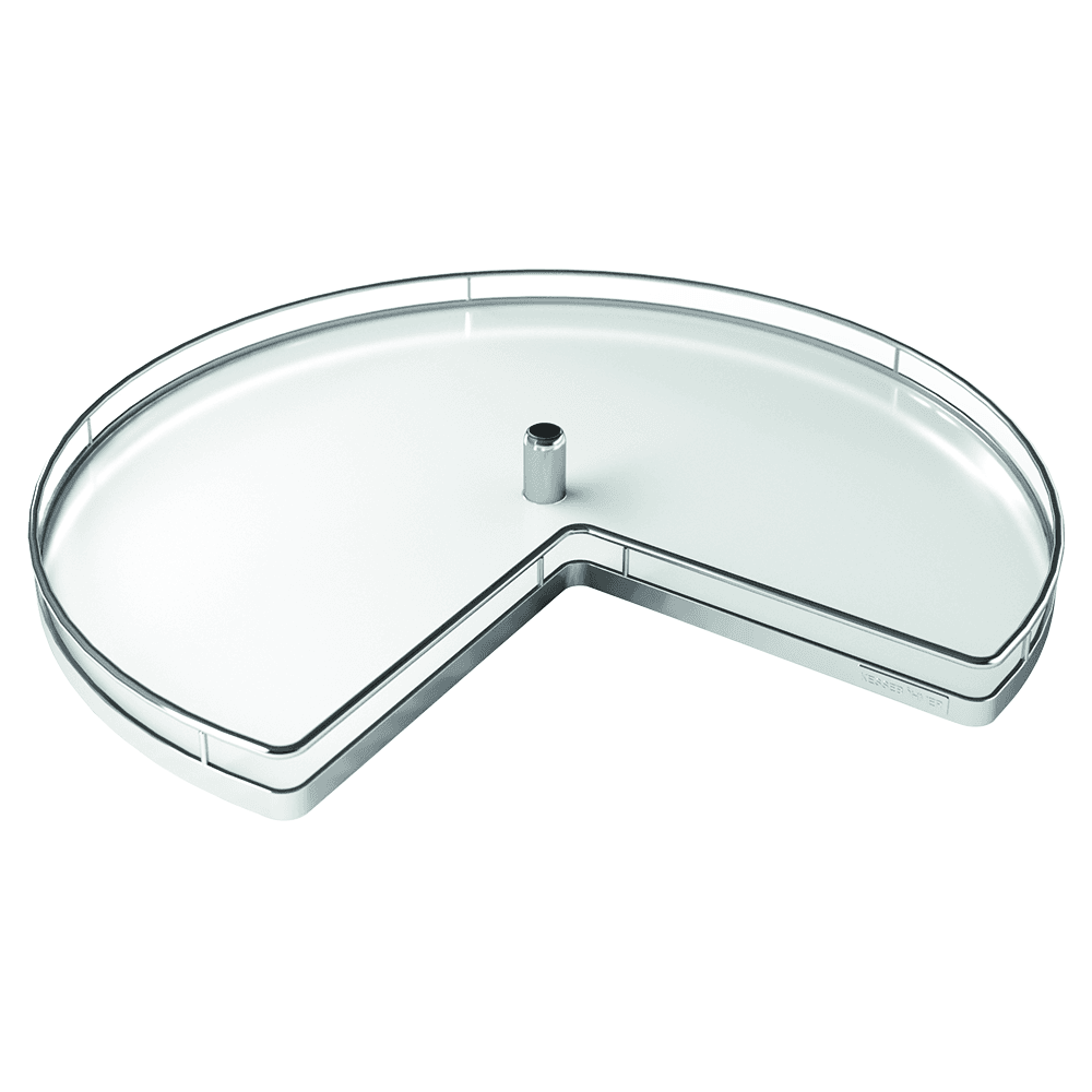 28" Kidney 2-Tray Lazy Susan Kit with Tripod/Arena Plus Classic Shelves, Chrome/White, 18-5/8" Height
