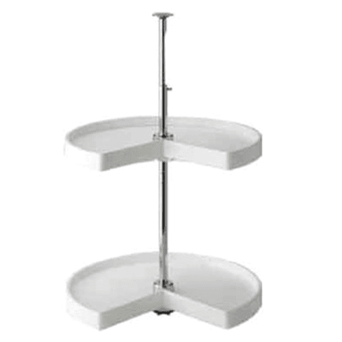 18" Kidney 2 Tray Lazy Susan, White