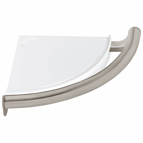 Decor Assist Contemporary Corner Shelf with Assist Bar, Brilliance Stainless Steel