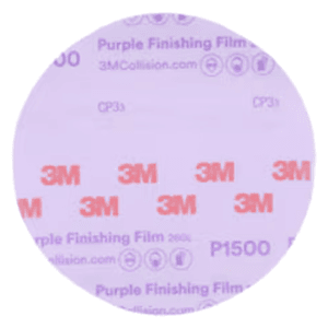 6" Hookit P1500 Grit No Holes 260L Finishing Film Disc, Aluminum Oxide on Polyester Film (50 Per Carton)