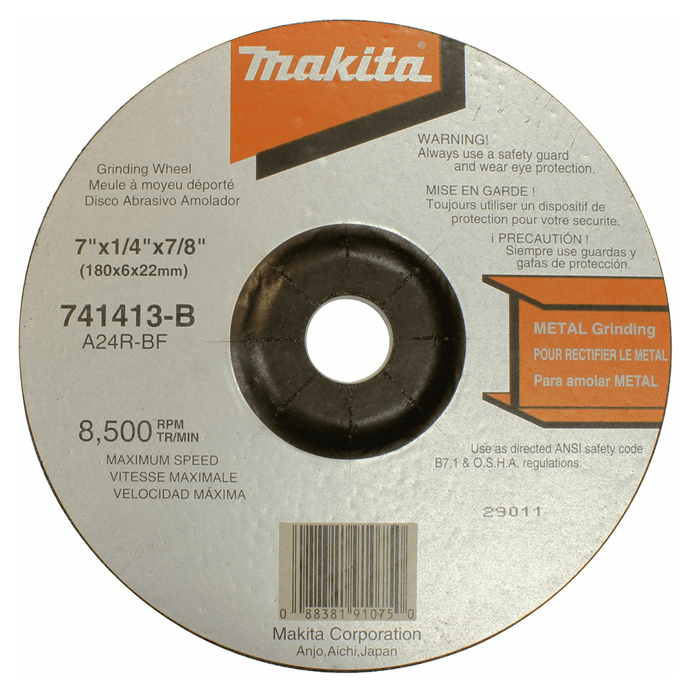 7" 24 Grit General Purpose Metal Grinding Wheel, Aluminum Oxide (10/Pack)