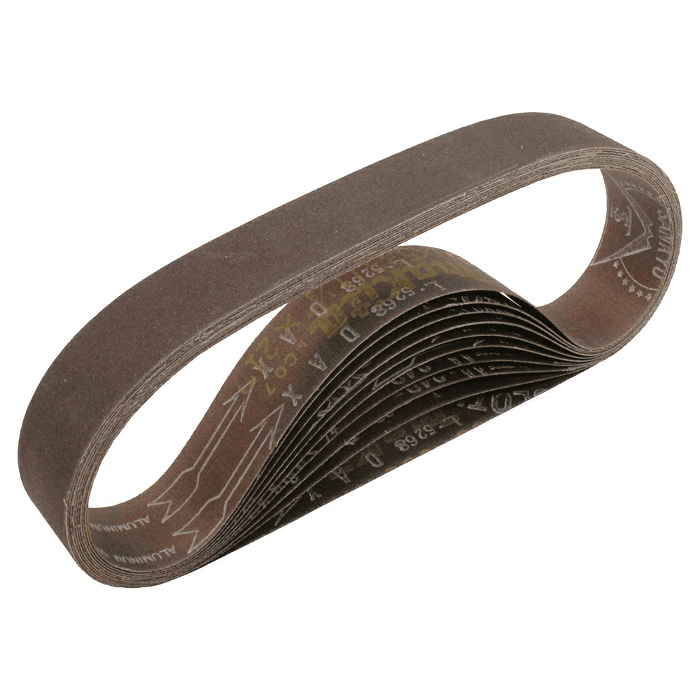1-1/8" x 21" 100 Grit Abrasive Belt, Aluminum Oxide (10/Pack)