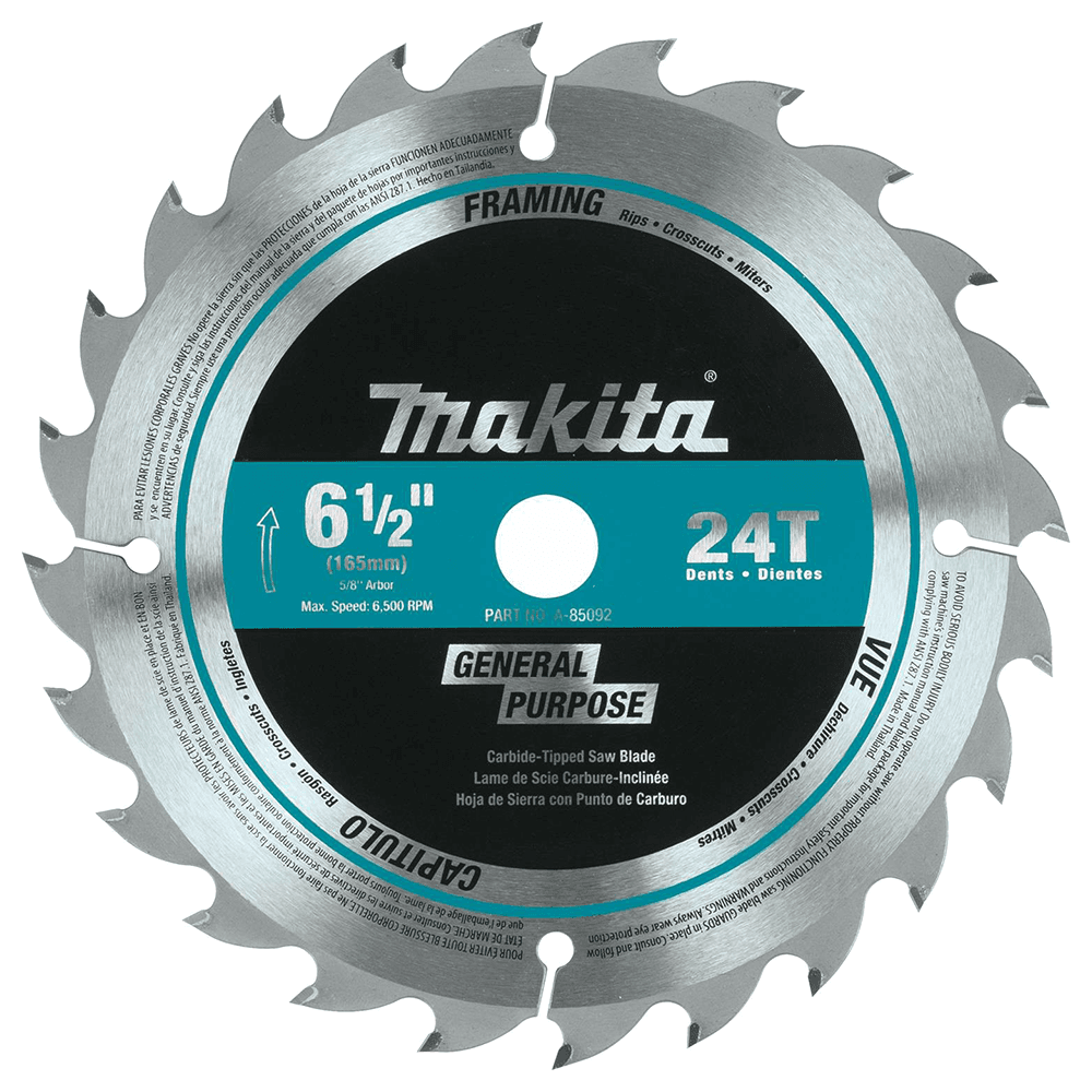 6-1/2" x 24 Teeth Rip/Cross/Plunge Cut Circular Saw Blade