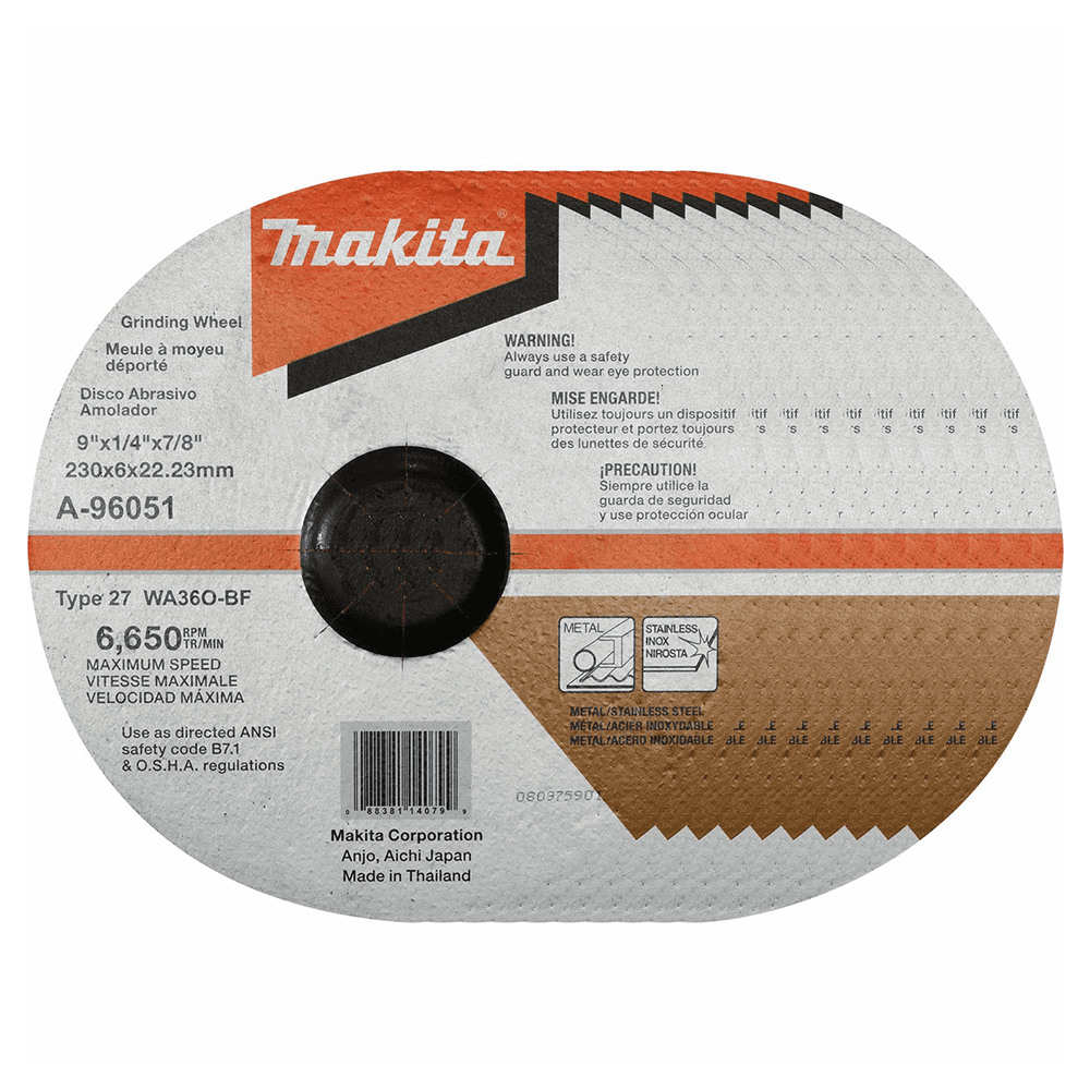 9" Inox 36 Grit Grinding Wheel, Aluminum Oxide (10/Pack)