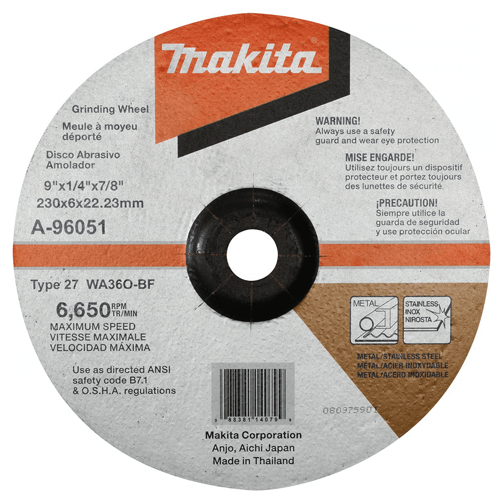 9" Inox 36 Grit Grinding Wheel, Aluminum Oxide