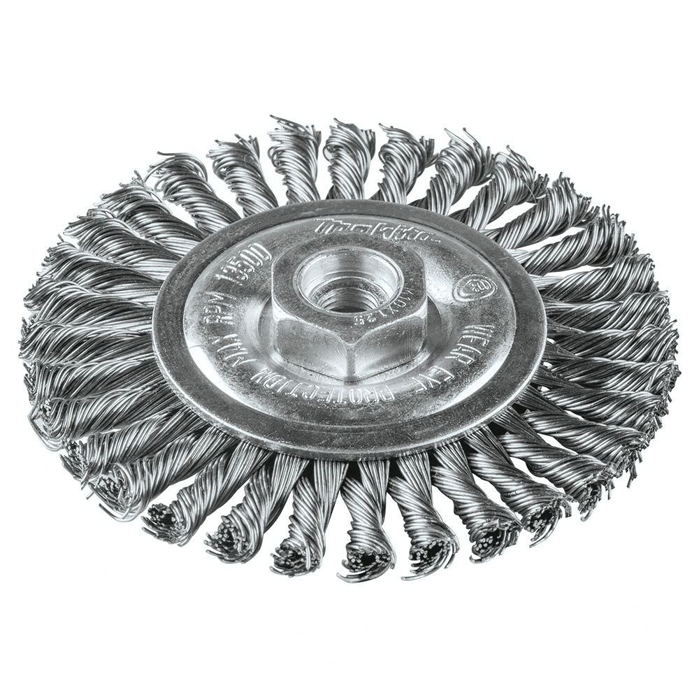 4" Stringer Bead Twist Stainless Steel Wire Wheel, M10 x 1.25 Arbor Hole