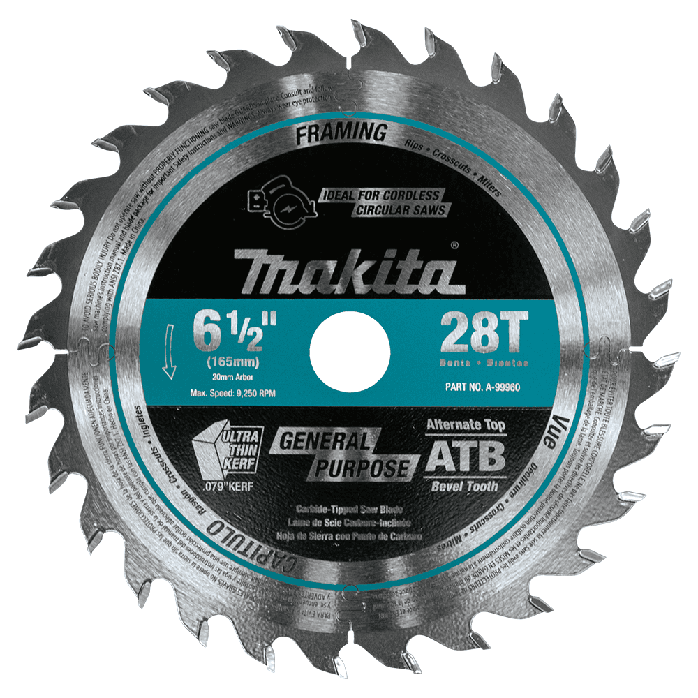6-1/2" x 28 Teeth Carbide-Tipped Cordless Plunge Saw Blade