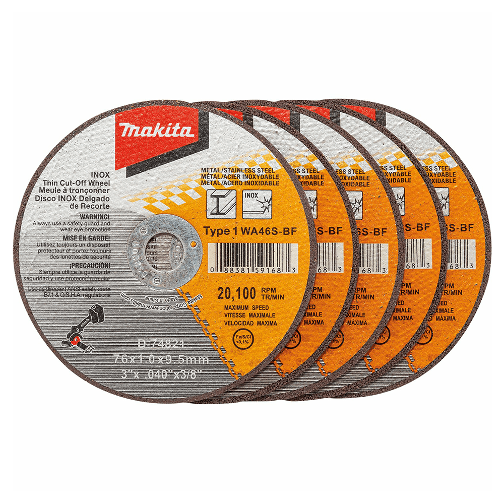 3" Type 1 General Purpose 46 Grit Thin Cut-Off Wheel for Metal/Stainless Steel Cutting (5/Pack)