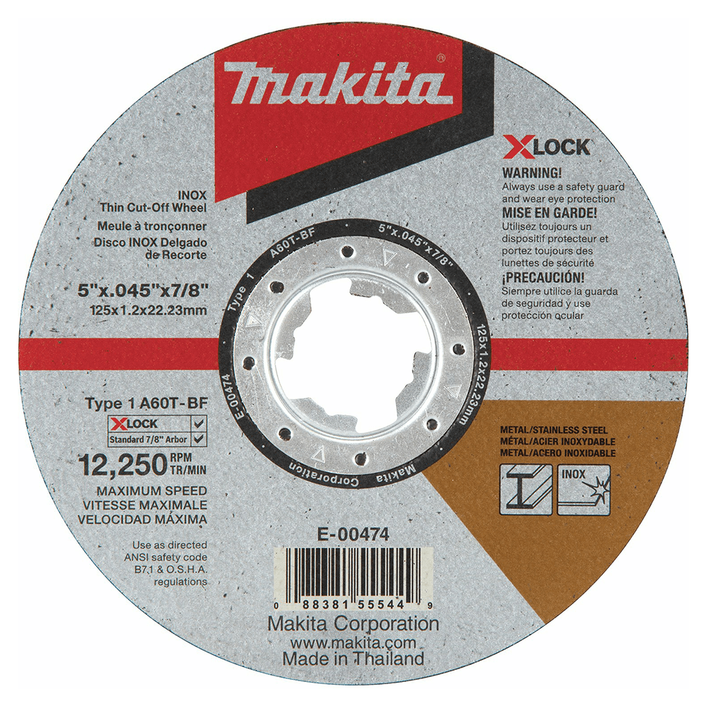 5" X-LOCK Type 1 General Purpose 60 Grit Thin Cut-Off Wheel for Metal/Stainless Steel Cutting, Aluminum Oxide