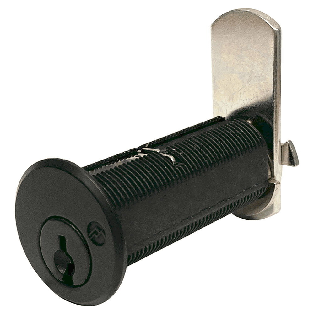 DCN N Series Pin Tumbler Cam Lock for 1-1/2" Material Thickness, Flat Black, Keyed to KA107 Key