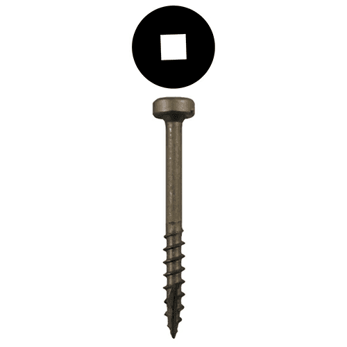#7 x 1-1/2" Modified Pan Head Face Frame/Pocket-Hole Screws, Square Drive Coarse Thread and Type 17 Auger Point, Plain, Box of Hundred by Quickscrews