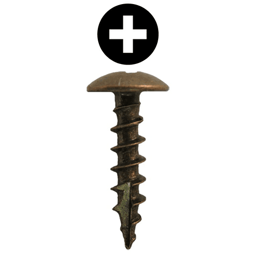 #8 x 3/4" Truss Head Hinge Edge Screws, Phillips Drive Coarse Thread and Type 17 Auger Point, Antique Brass, Box of Hundred by Quickscrews