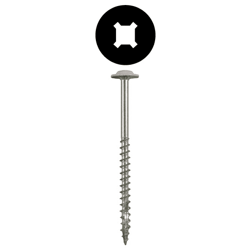 #10 x 4" Round Washer Head Installation Screws, Square/Phillips Drive Coarse Thread and Double Auger Point, Zinc-Plated, Box of 25 by Quickscrews