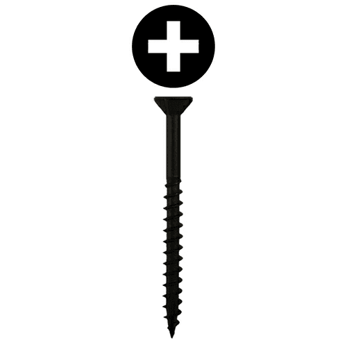 #8 x 2" Flat Head Assembly Screws, Phillips Drive Coarse Thread with Nibs and Type 17 Auger Point, Black, Box of 1 Thousand by Quickscrews
