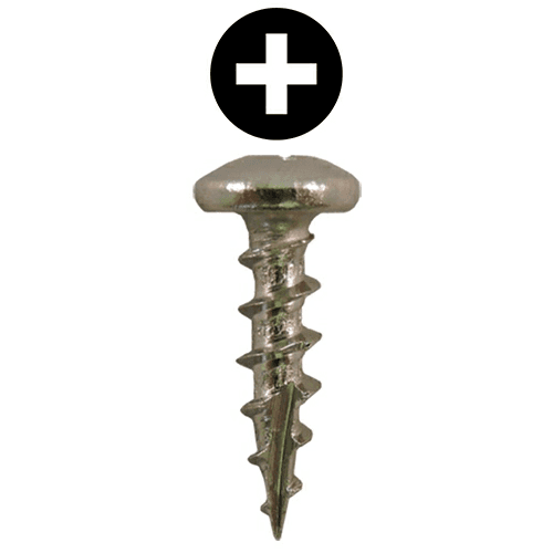 #10 x 1" Pan Head Hinge Edge Screws, Phillips Drive Coarse Thread and Type 17 Auger Point, Nickel, Box of 1 Thousand by Quickscrews