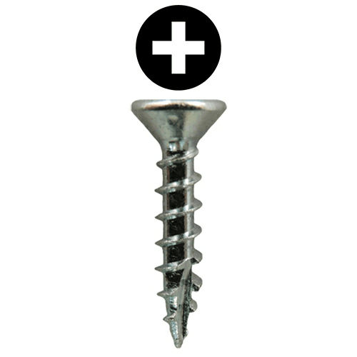#6 x 3/4" Large Flat Head Hinge Edge Screws, Phillips Drive Coarse Thread and Type 17 Auger Point, Zinc, Box of 1 Thousand by Quickscrews