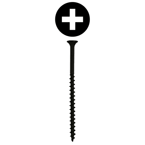 #8 x 3" Bugle Head Drywall Screws, Phillips Drive Coarse Thread and Sharp Point, Black, Box of Hundred by Quickscrews