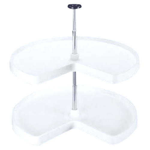 3472 32" Kidney 2 Tray Lazy Susan, White, Bulk (6 Sets)