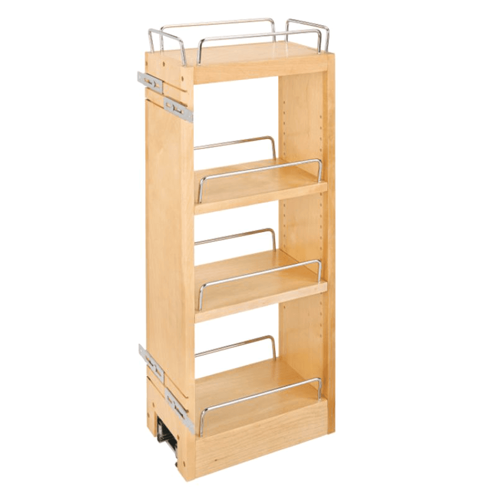6-1/2" 4-Shelf Wall Cabinet Pullout Organizer with Soft-Closing, Semi-gloss