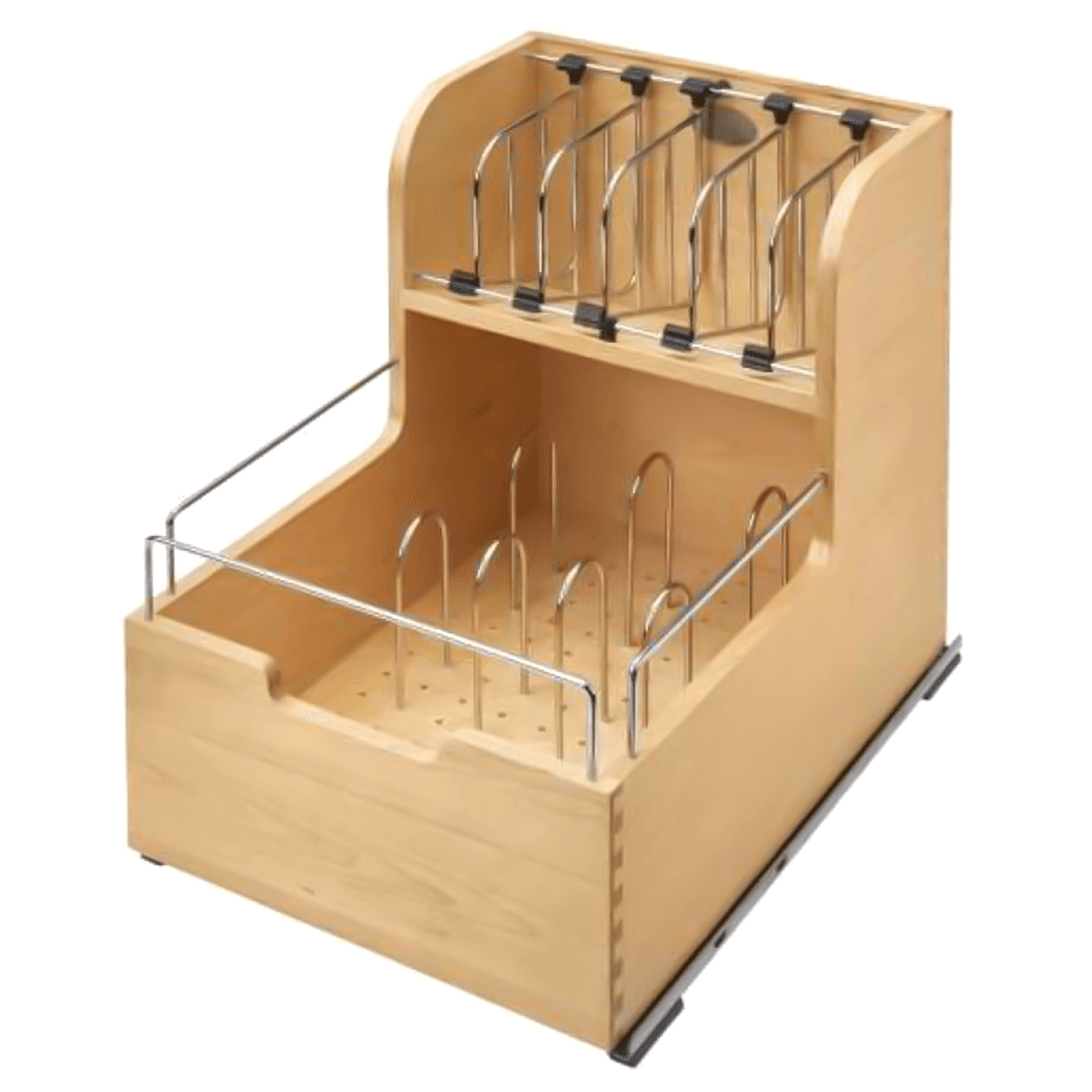 14-1/2" Food Storage Container Organizer with BLUMOTION Soft-Closing for 18" Cabinet Opening, Wood