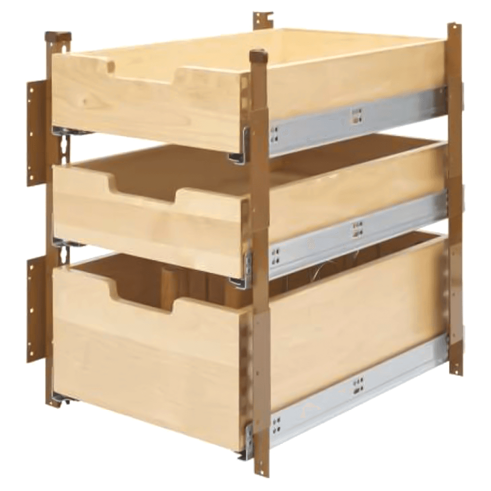 14-3/4" 3-Tier Pilaster Drawer System Set with BLUMOTION Soft-Closing, Wood