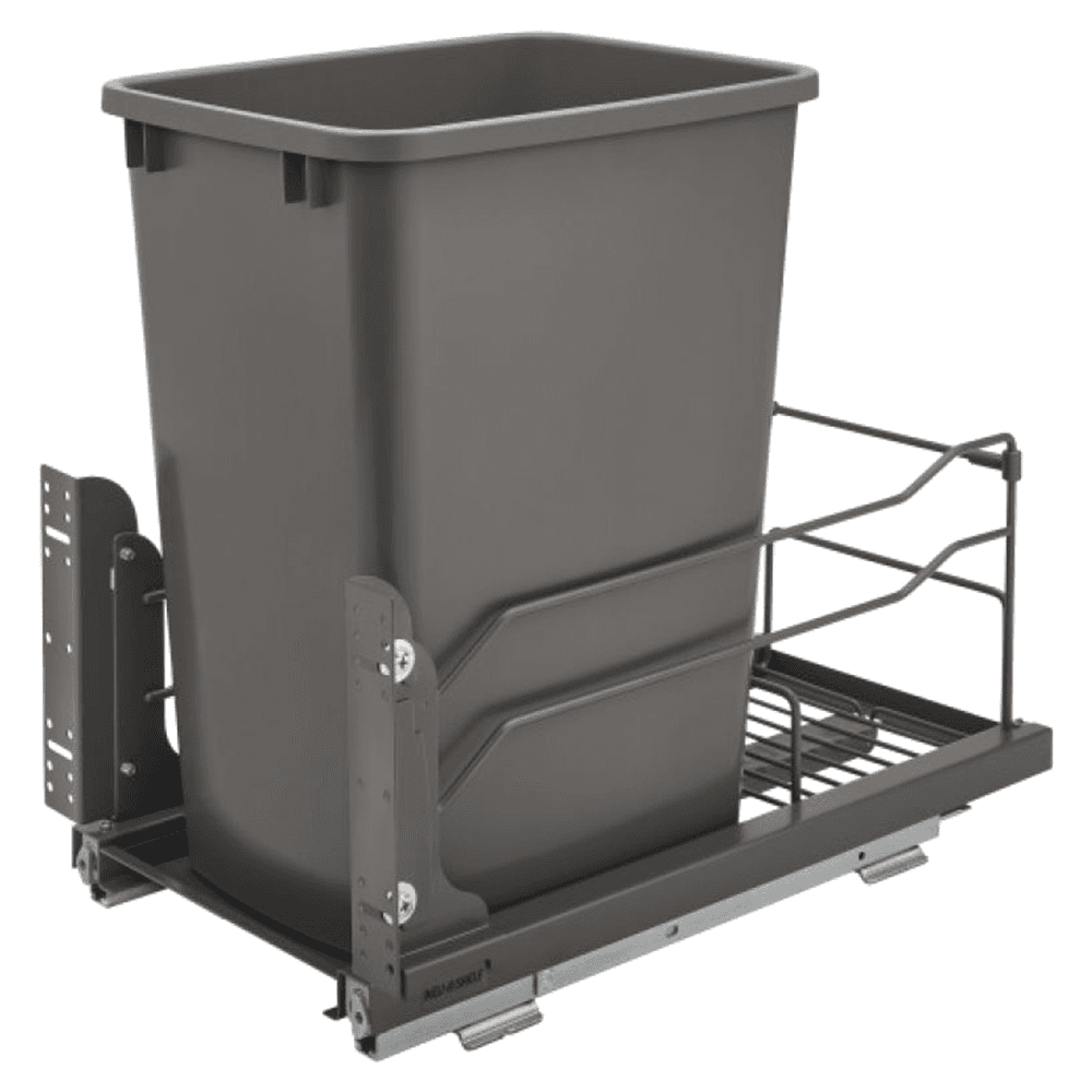 53WC Single 35 QT Steel Bottom Mount Pullout Waste Container, Soft-Close for 11-1/4" Cabinet Opening, Orion Gray