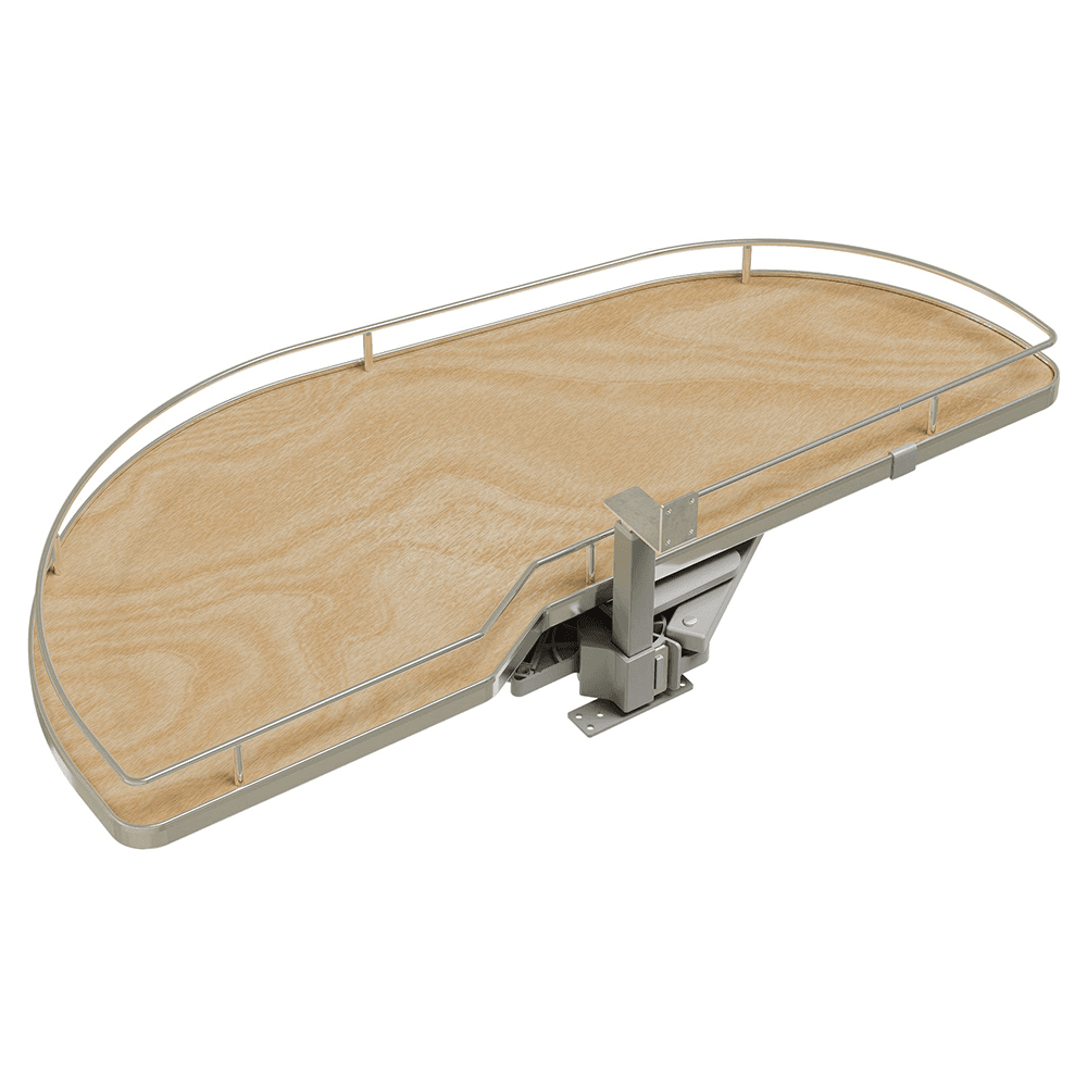 Single-Tier Girasolo Left-Hand Wood Classic Shelves Blind Corner Optimizer with Soft-Close for 18" Cabinet Opening, Light Brown