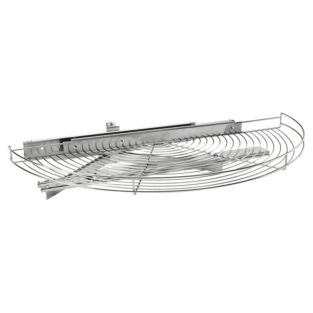 5-1/8" Chrome Wire Half Moon Organizer Blind Corner Cabinets, Silver