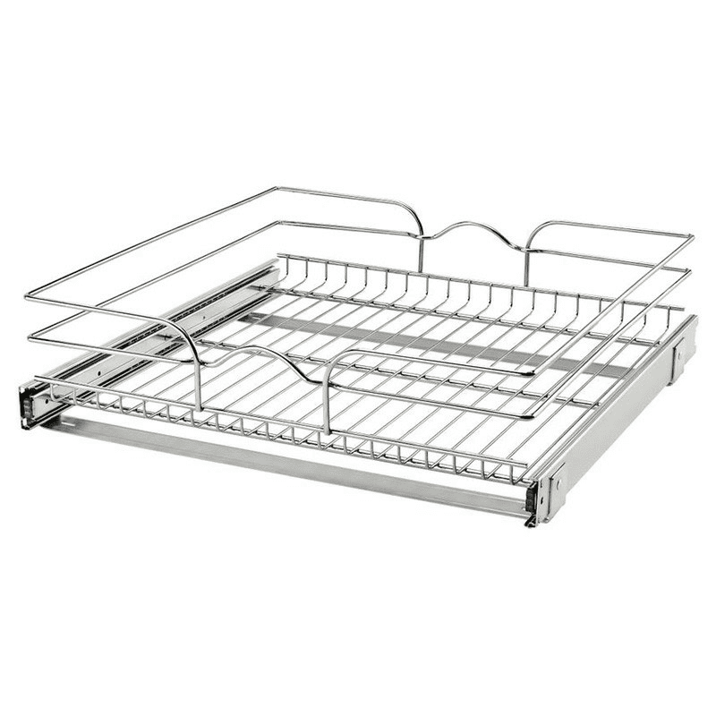 20-1/2 1-Tier Wire Pull-Out Basket with 20 Slides, Chrome