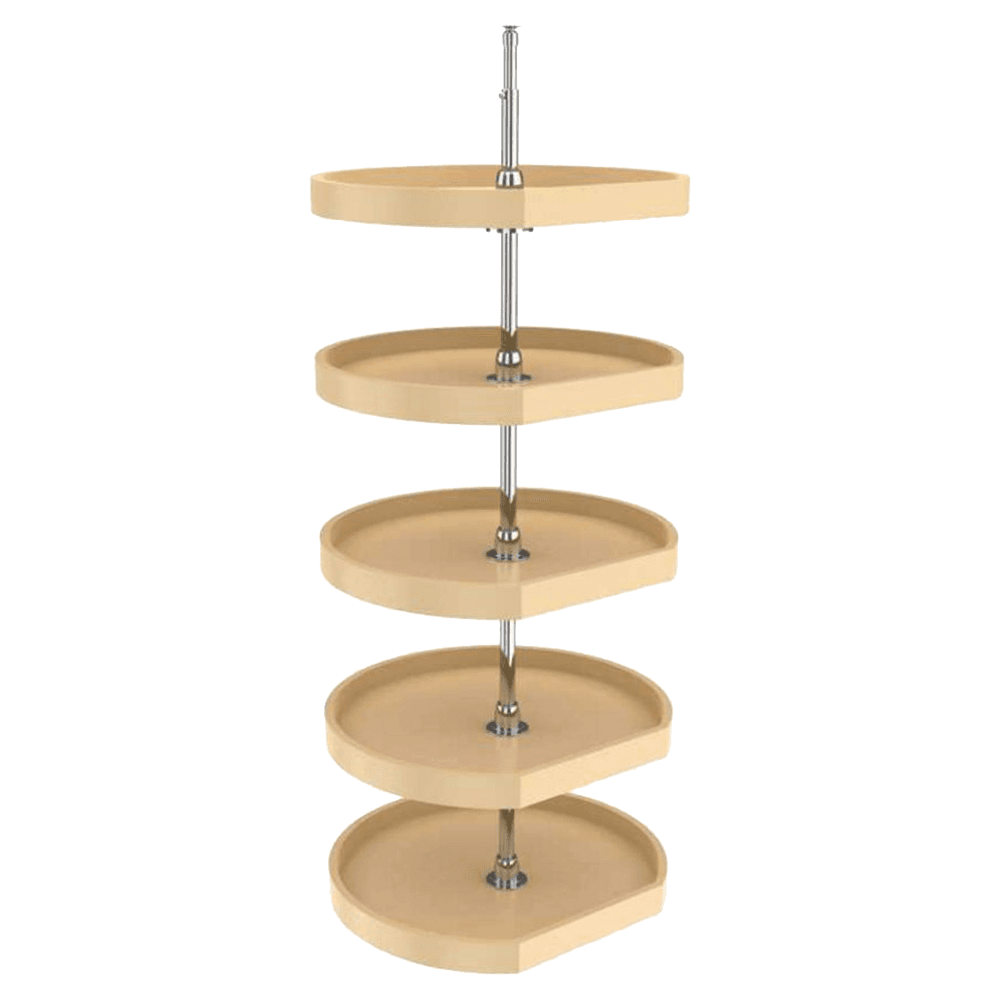 22" D-Shape 5 Tray Lazy Susan, Almond