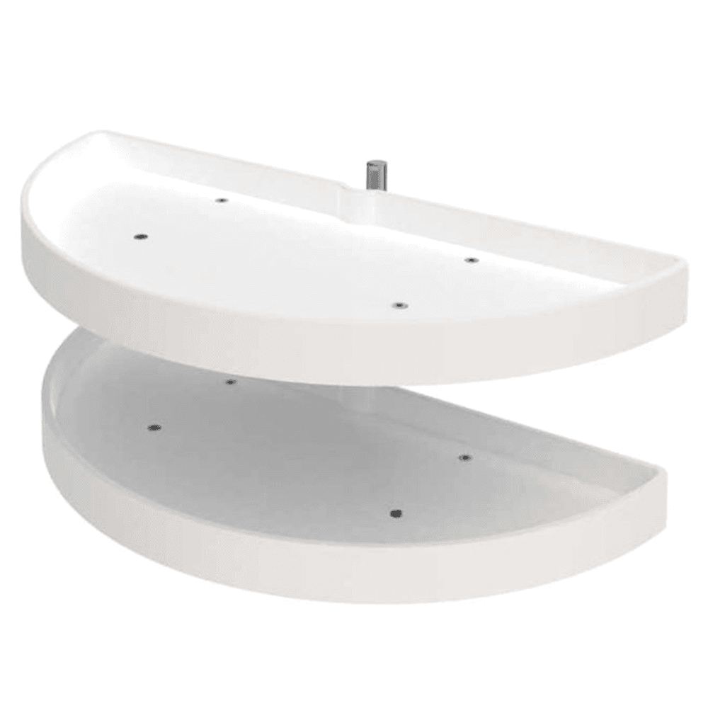 33" Half-Moon 2 Tray Lazy Susan, White, Bulk (6 Sets)