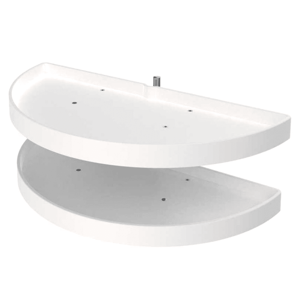 39" Half-Moon 2 Tray Lazy Susan, White, Bulk (6 Sets)