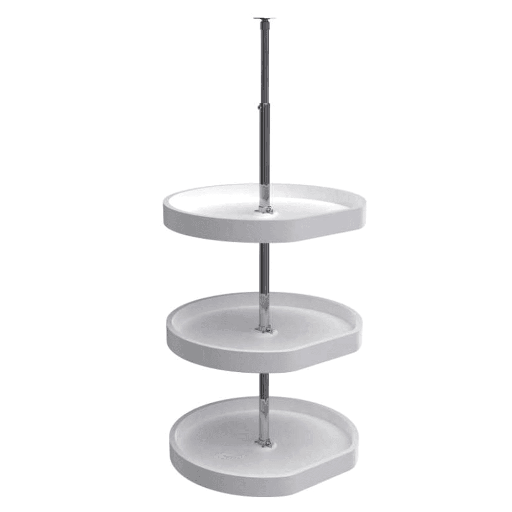 7013 20" D-Shape 3 Tray Lazy Susan, White