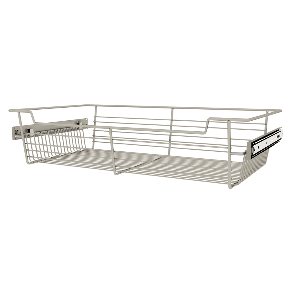 5" x 14" x 24" Wide Sidelines Pull-Out Wire Closet Basket, Satin Nickel Finish