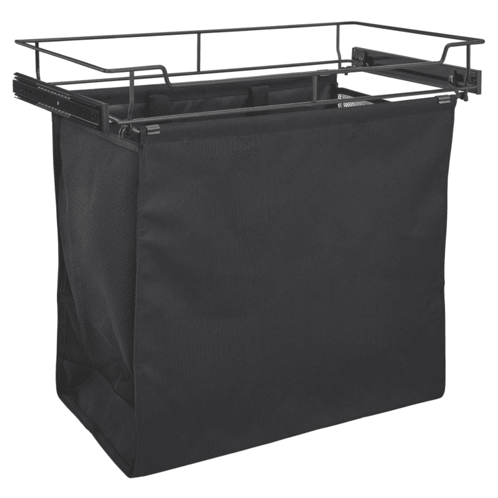 24" Wide Pull-Out Hamper with Canvas Bag, Powder-Coated Finish
