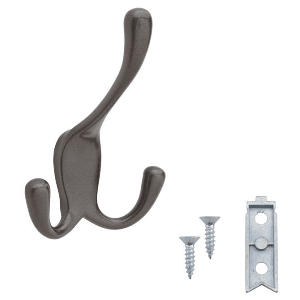 2-13/32" x 3-15/16" Sidelines 3-Way Hook, Bronze Finish