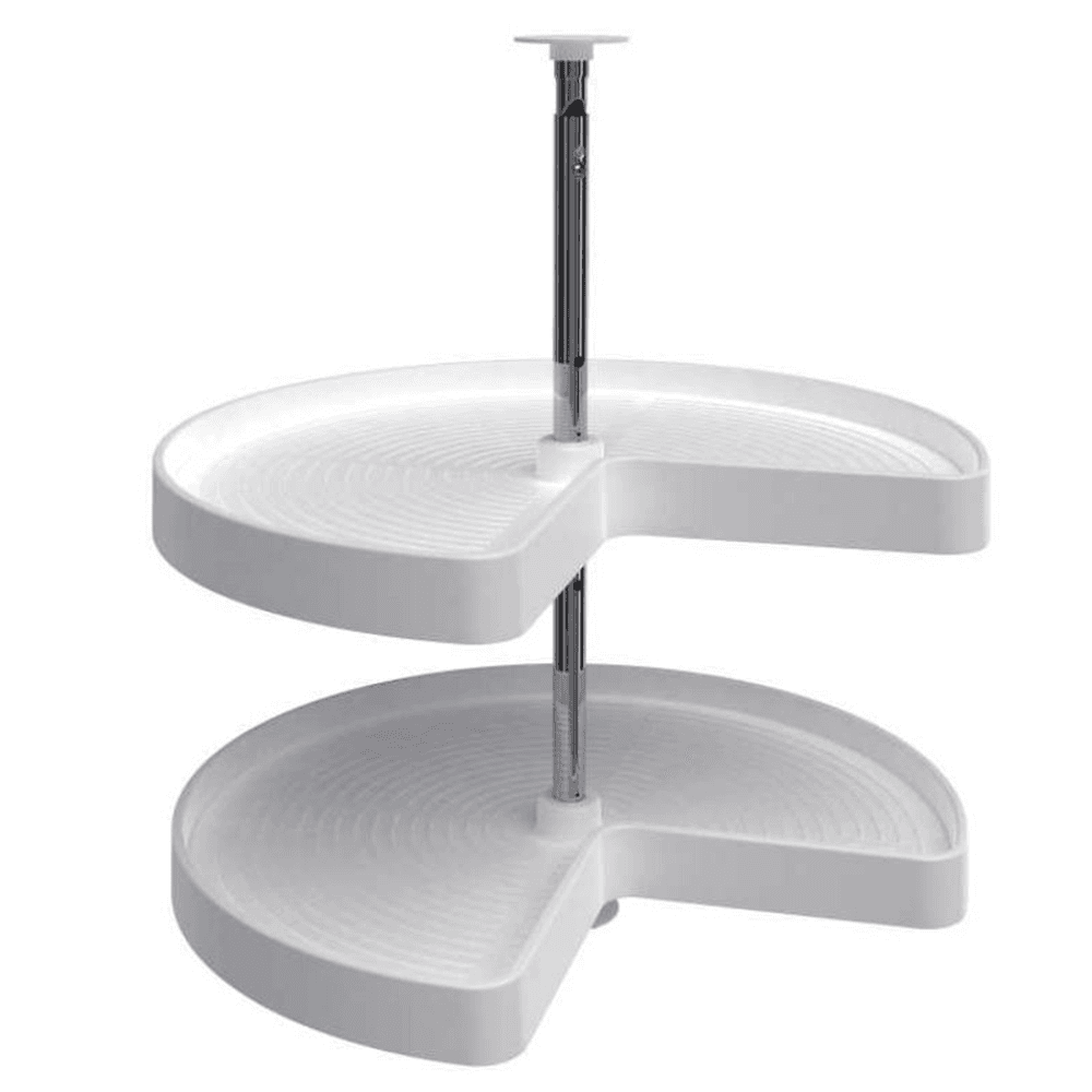 2472 24" Kidney 2 Tray Lazy Susan, White