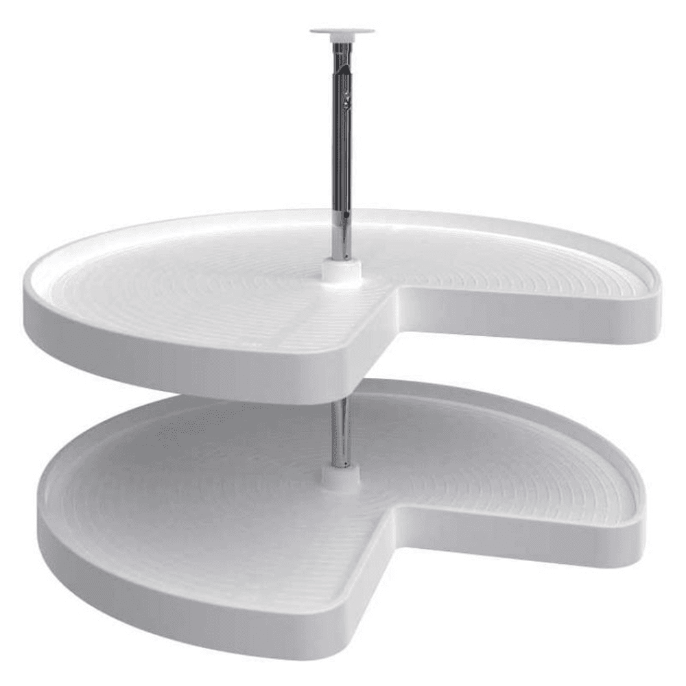 2472 32" Kidney 2 Tray Lazy Susan, White