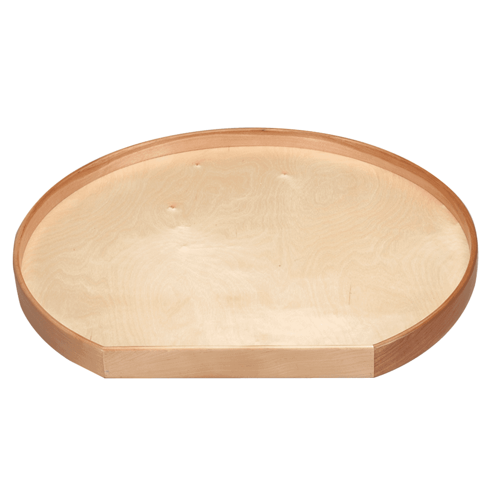 32" D-Shape 1 Tray Wood Lazy Susan with Swivel Bearing