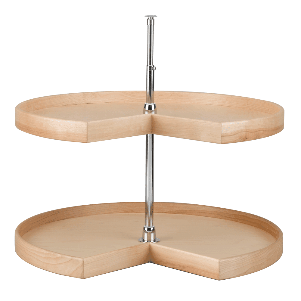 4NW 32" Kidney 2 Tray Wood Lazy Susan