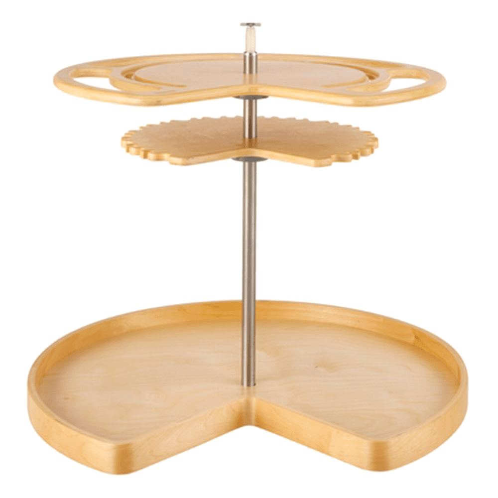 28" Kidney 2 Tray Lazy Susan, Natural