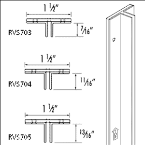 8' RV703 Heavy-Duty Recessed T-Standard, Satin Zinc Finish
