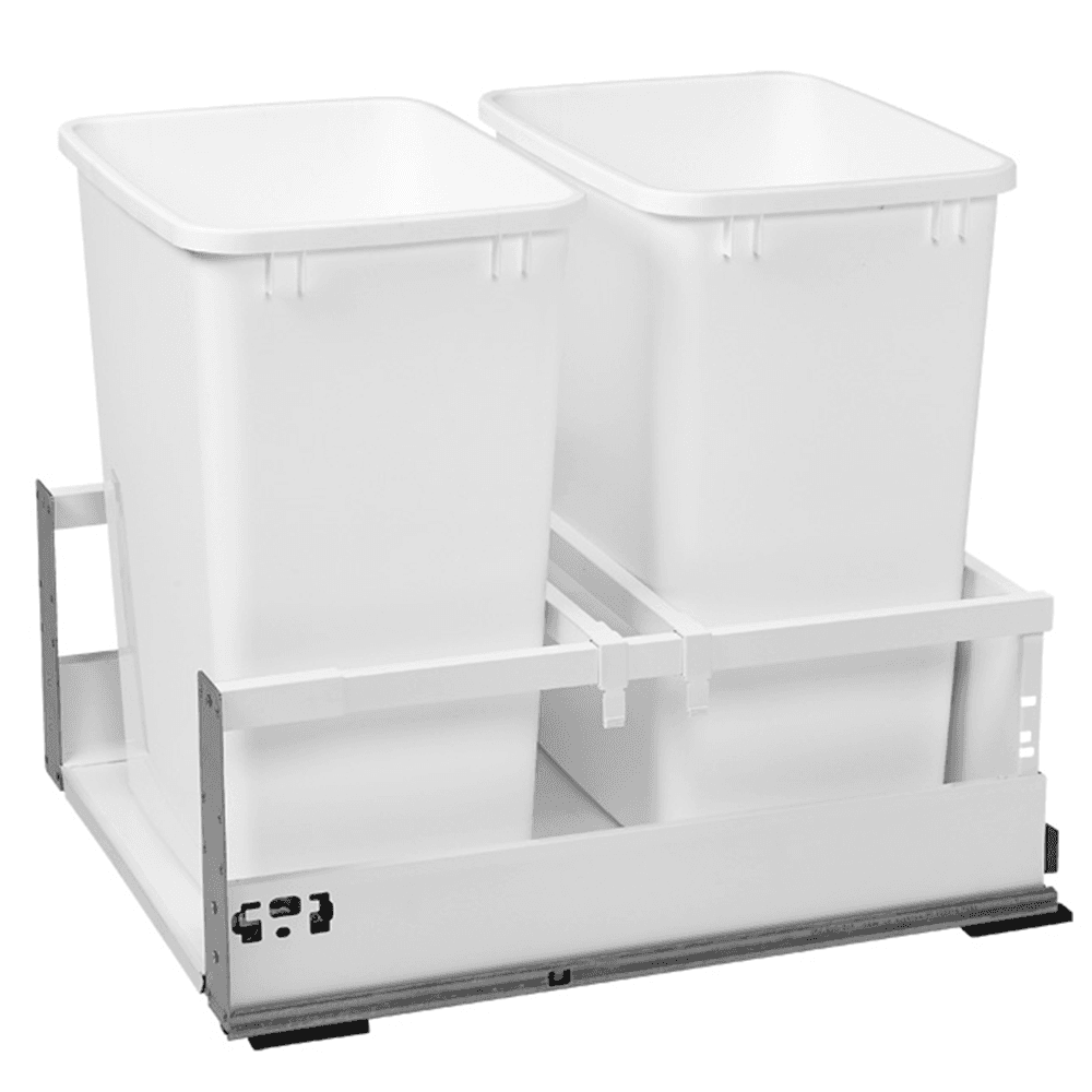 Double 35 QT Bottom-Mount Waste Container, BLUMOTION TANDEMBOX Soft-Closing for 18" Cabinet Opening, White